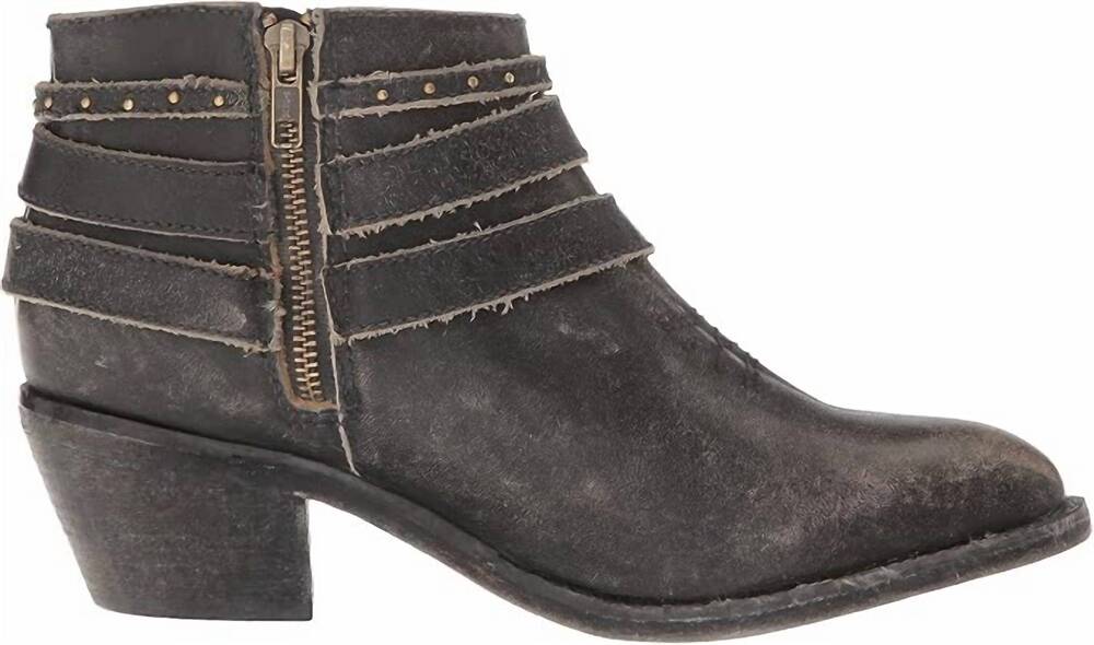 NEW CORRAL women's multi-strap ankle boots in distressed black